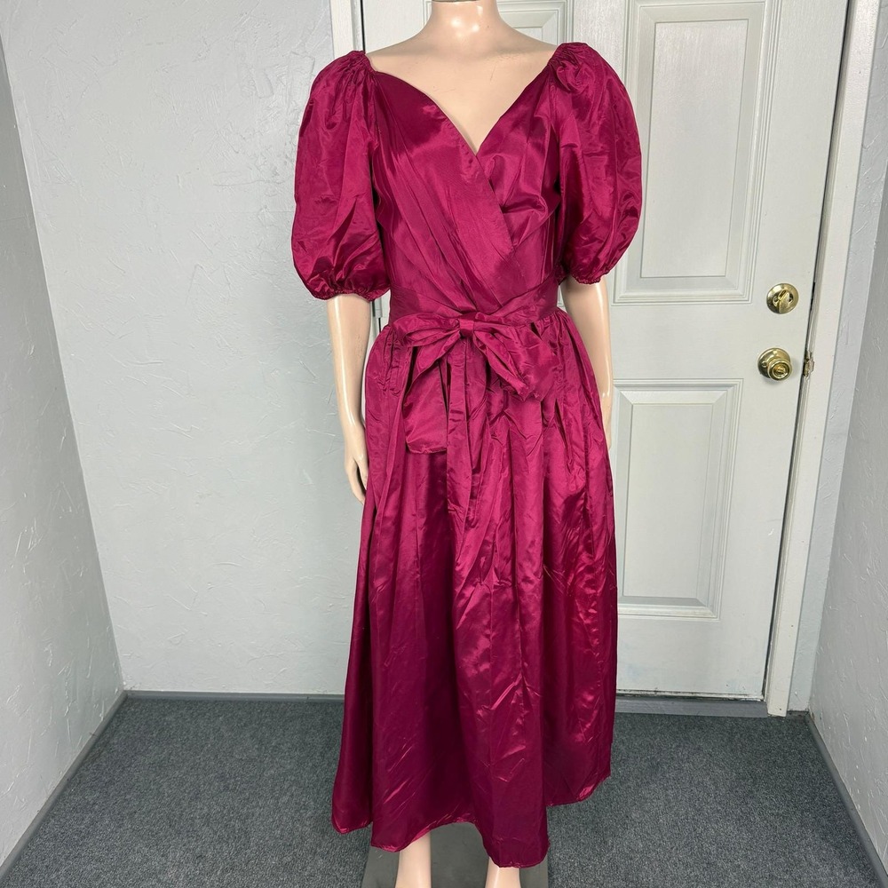 Vintage 70s Precious Moments Dress 5 Puff Sleeve Evening Prom Formal Party J29